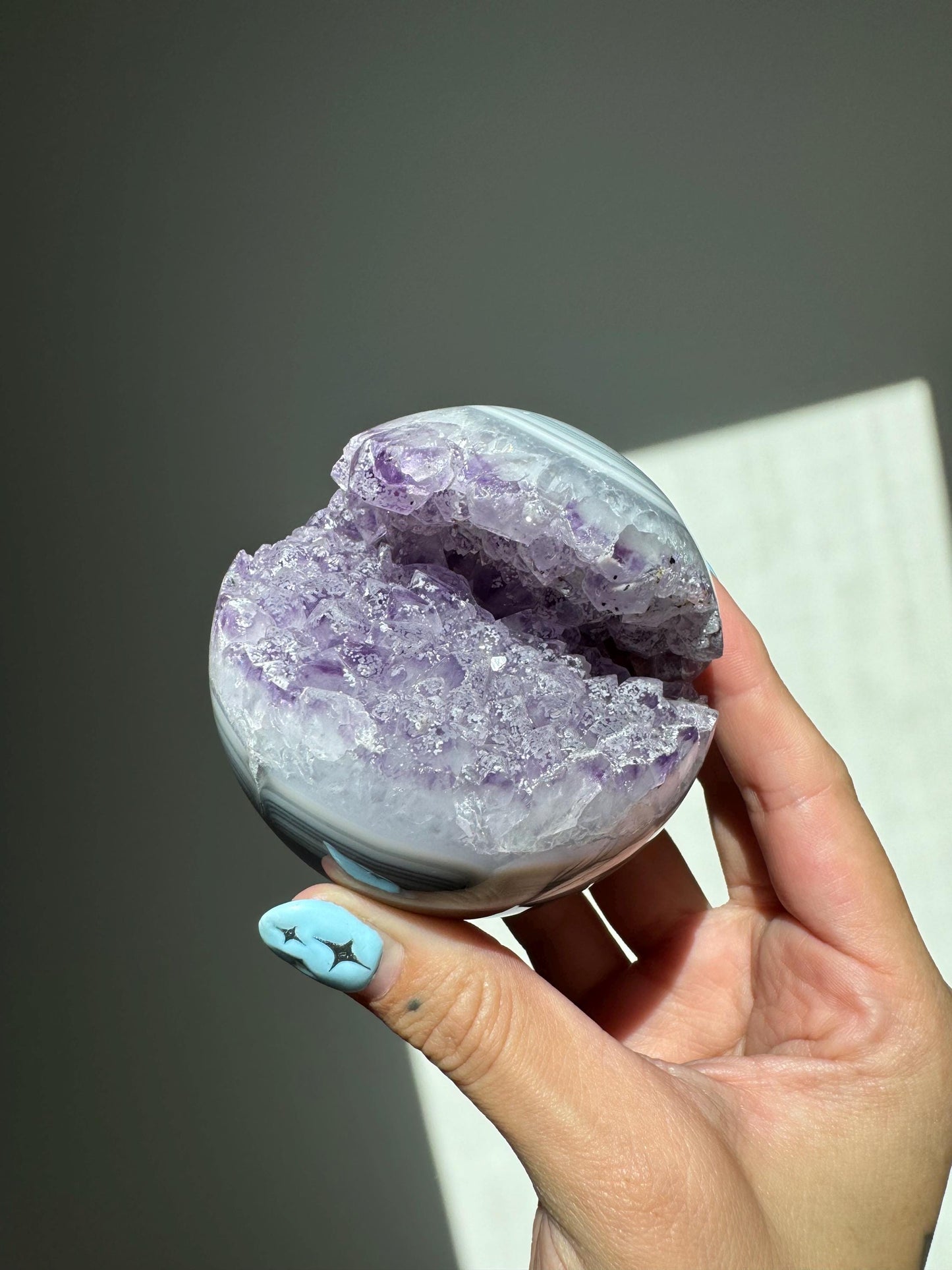 Amethyst Agate Druzy Banded Sphere