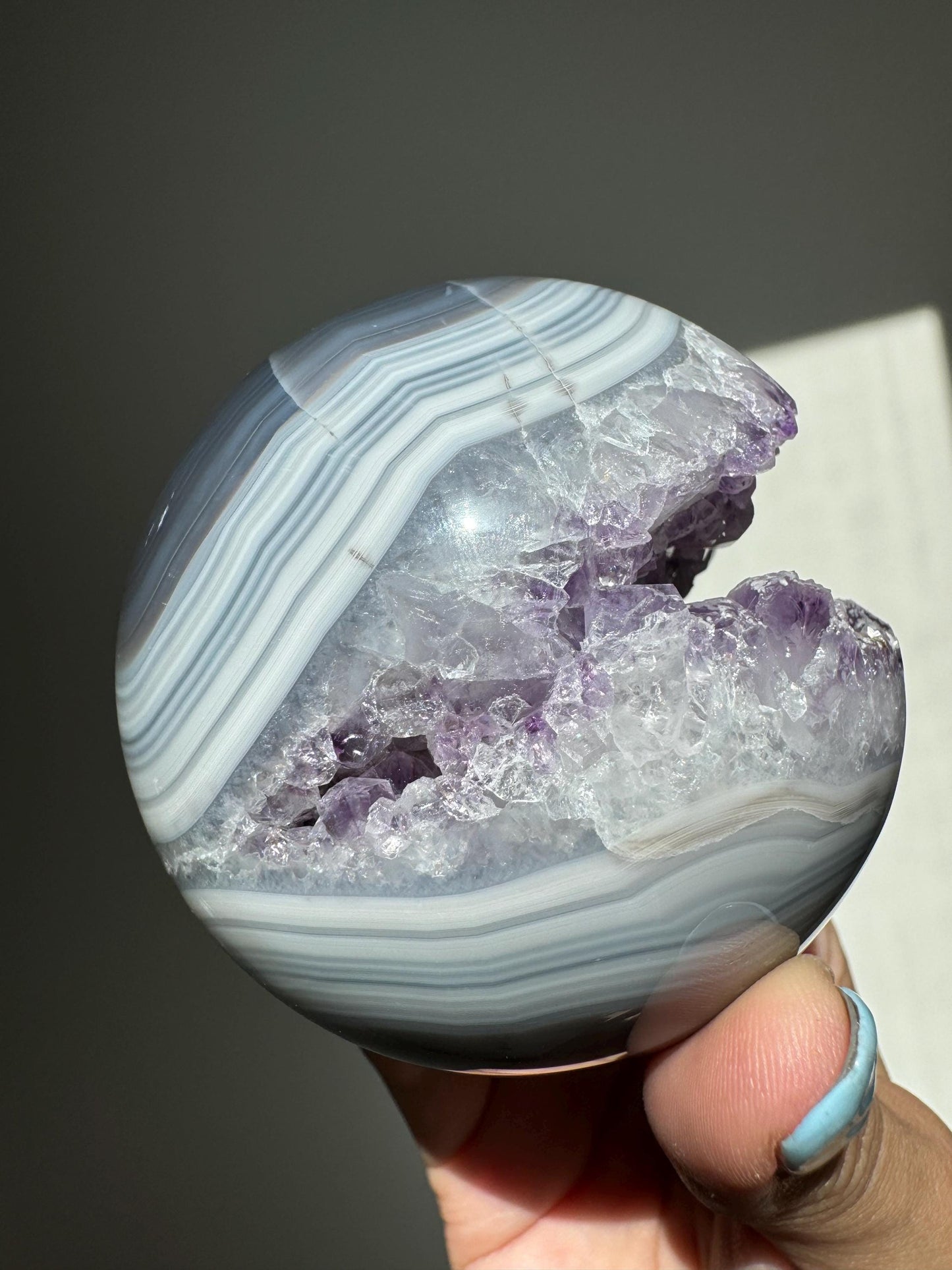 Amethyst Agate Druzy Banded Sphere