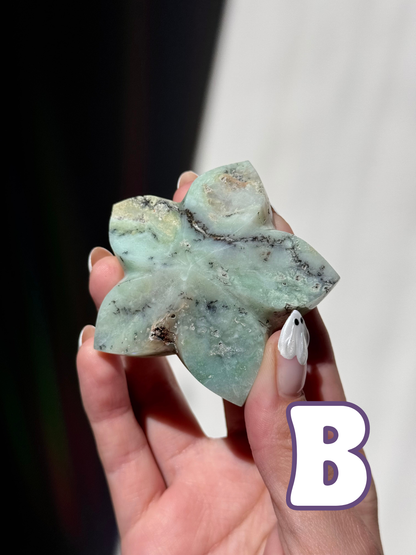 Chrysoprase Flower Carvings (A–E)