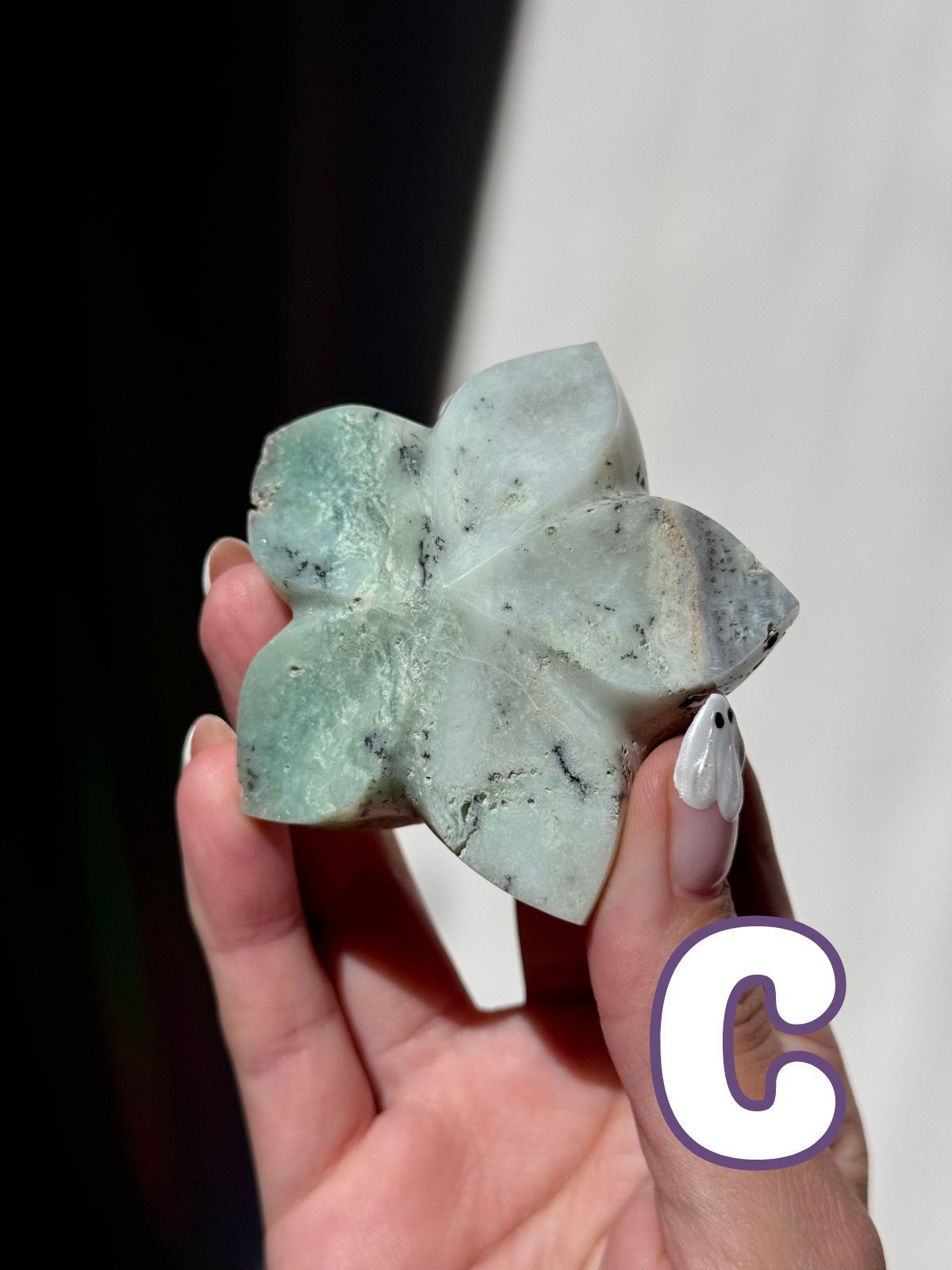 Chrysoprase Flower Carvings (A–E)