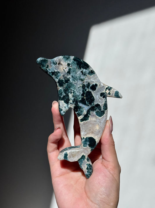 Moss Agate Dolphin