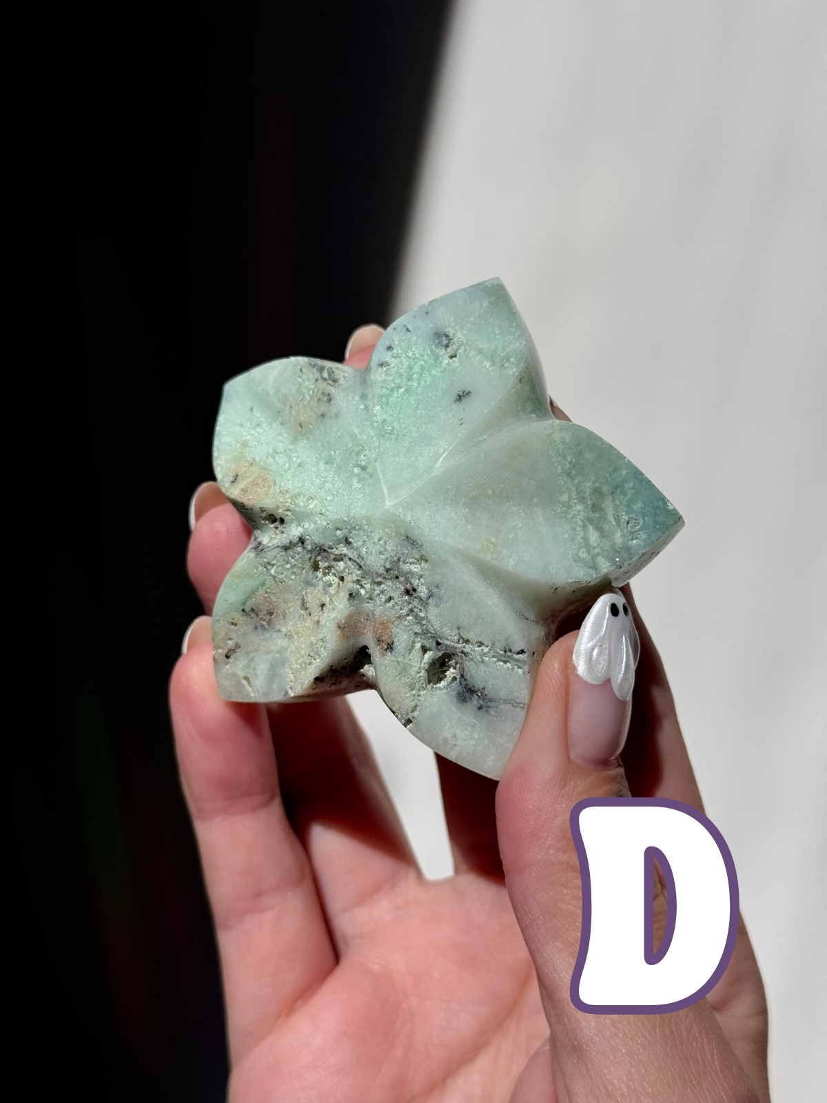 Chrysoprase Flower Carvings (A–E)