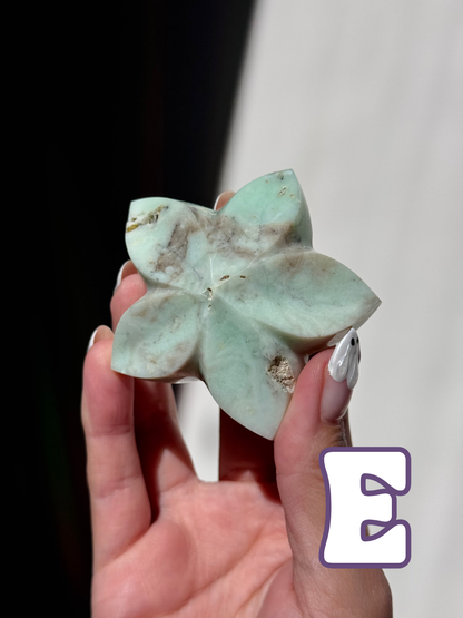Chrysoprase Flower Carvings (A–E)
