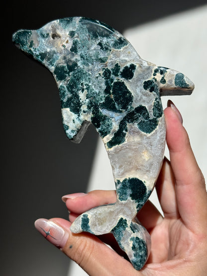 Moss Agate Dolphin