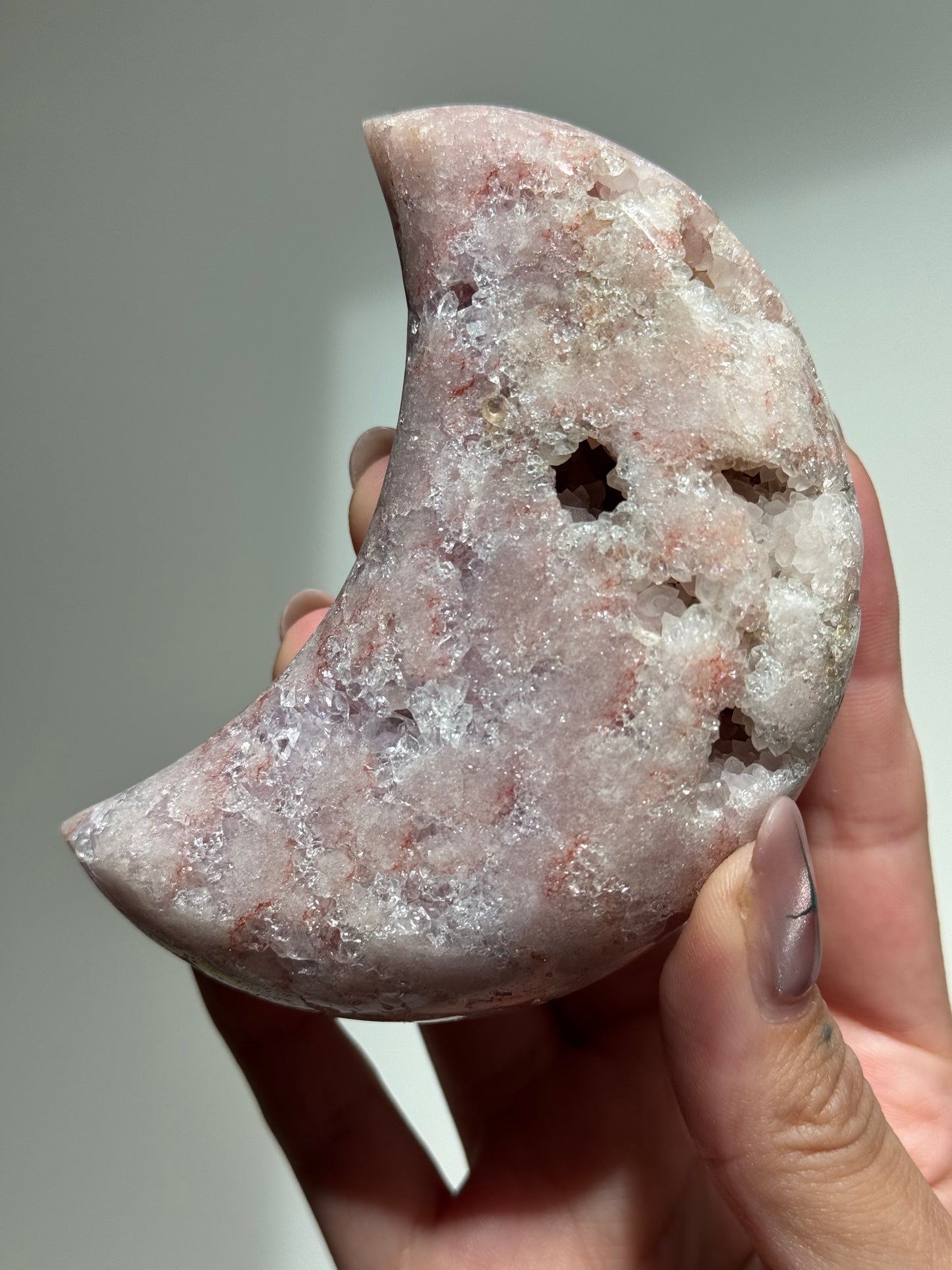 Pink Amethyst Moon on Stand