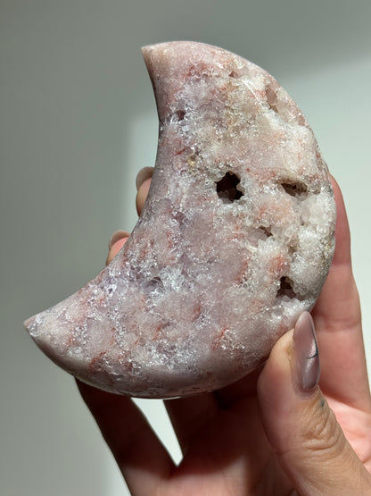 Pink Amethyst Moon on Stand