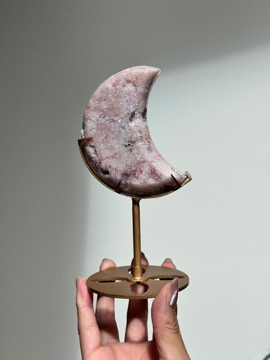 Pink Amethyst Moon on Stand