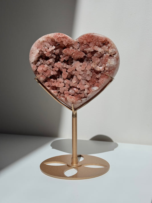 Pink Amethyst Heart on Stand