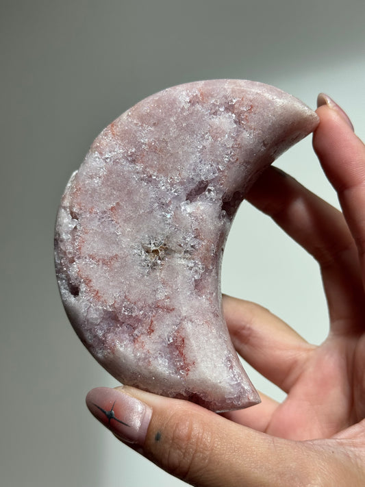 Pink Amethyst Moon on Stand