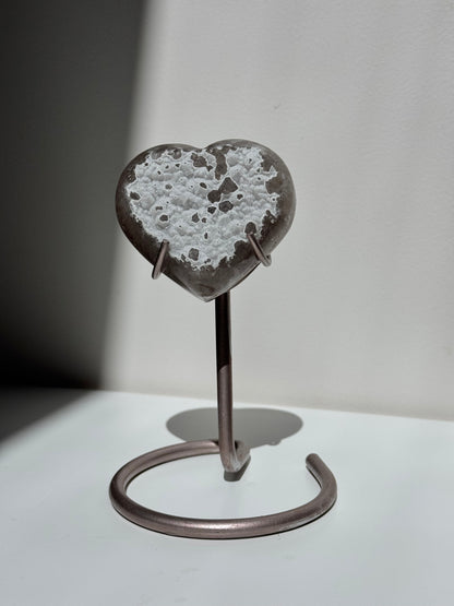 Sugar Druzy Agate Heart on Stand