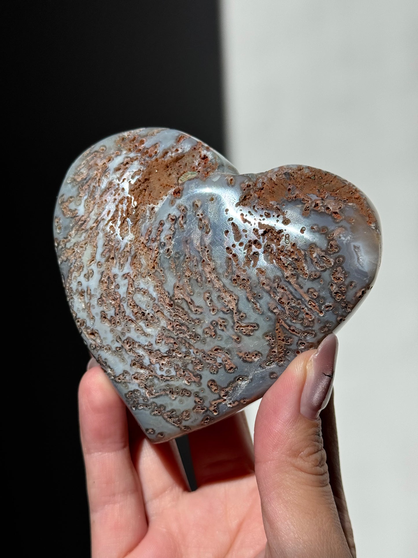 Druzy Pink/Grey Amethyst Heart Stand Included