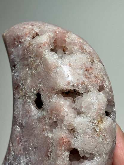 Pink Amethyst Moon on Stand