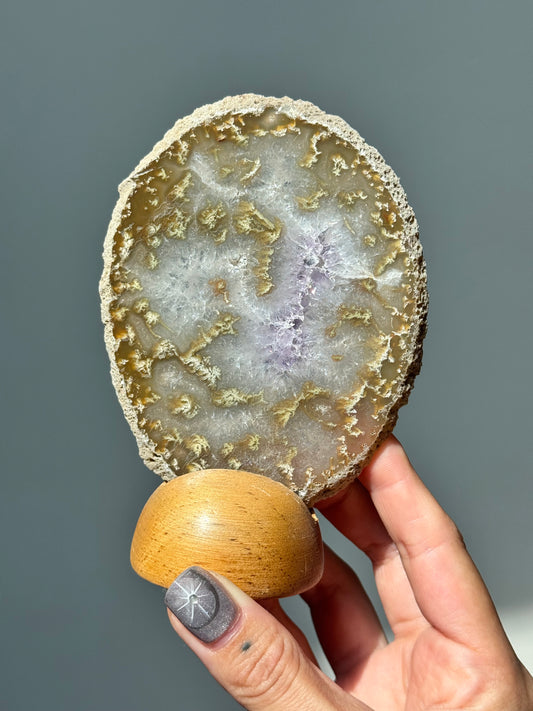Agate with Amethyst Slab on Stand