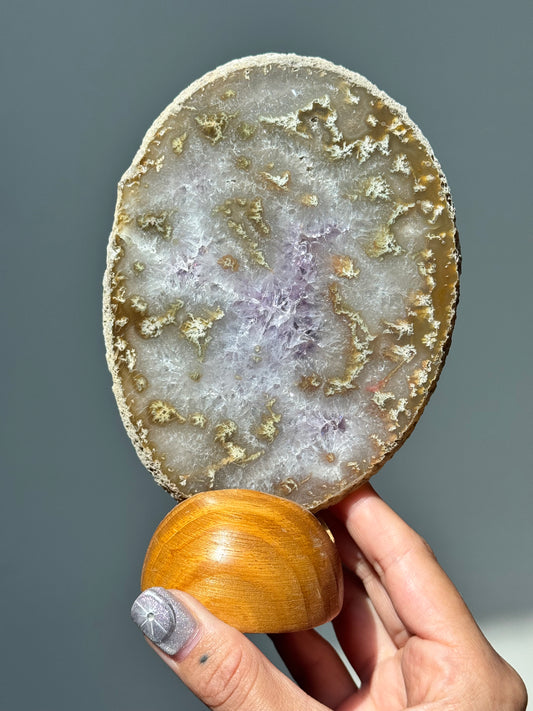 Agate with Amethyst Slab on Stand