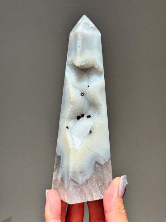 Sugar Druzy Agate Obelisk