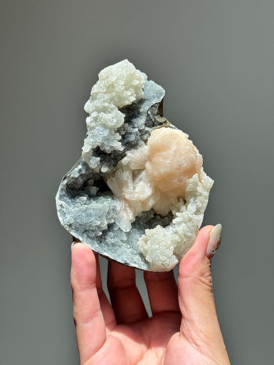 Stilbite & Apophyllite Specimen on Chalcedony Matrix