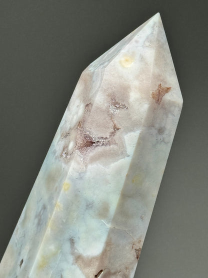 Soft Druzy Rainbow Pastel Grey Flower Agate Tower