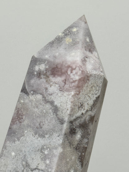 Pastel Pink/Soft Grey Flower Agate Tower