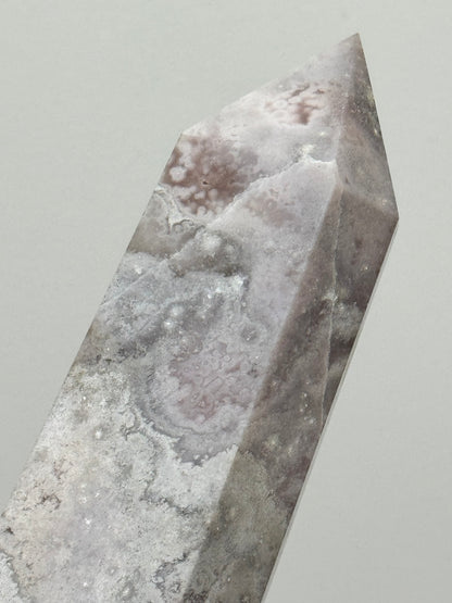 Pastel Pink/Soft Grey Flower Agate Tower