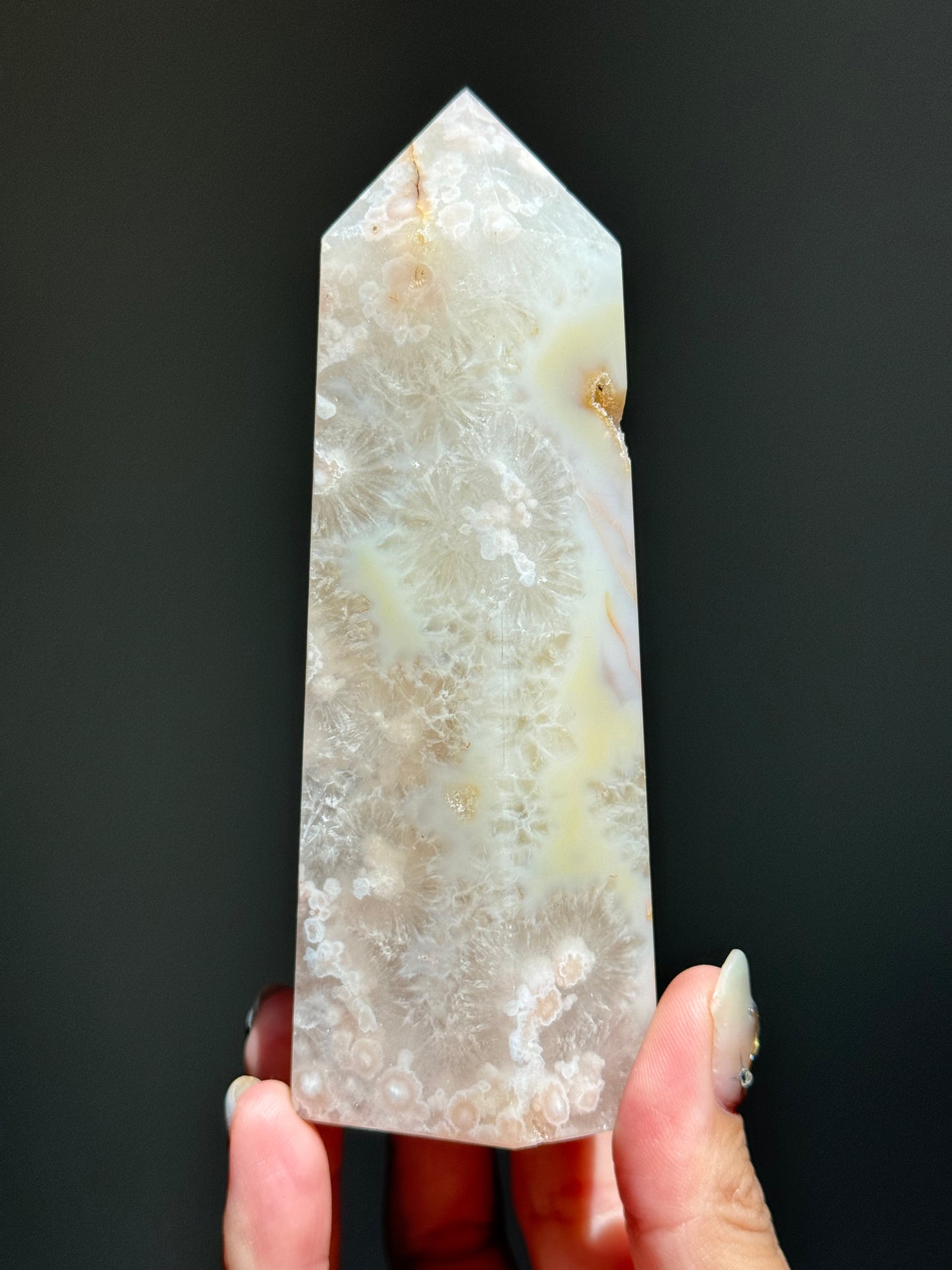 Peachy Flower Agate Tower