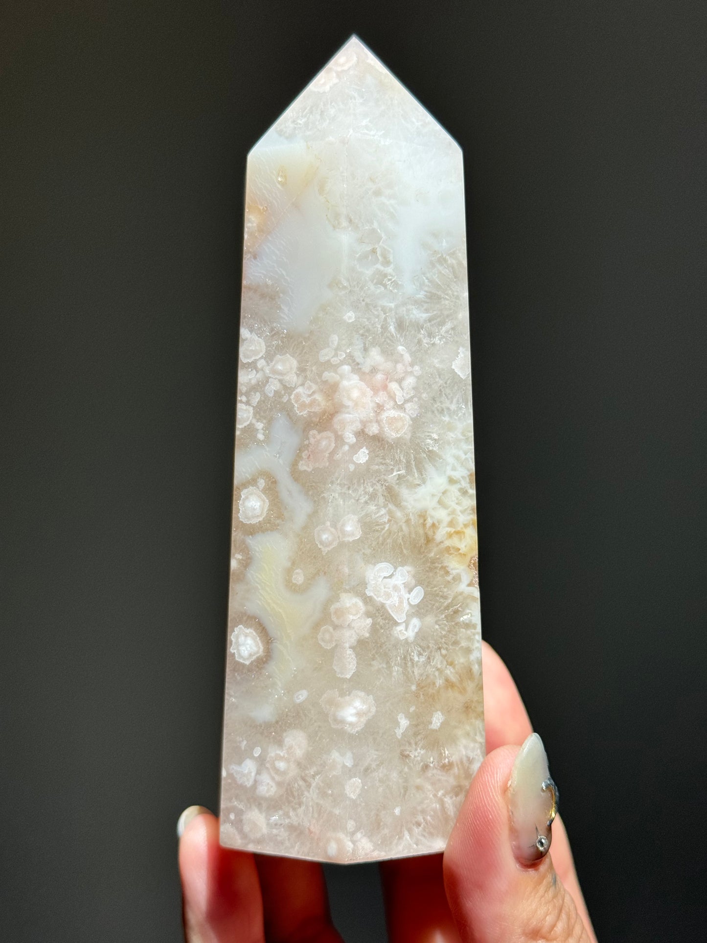 Peachy Flower Agate Tower