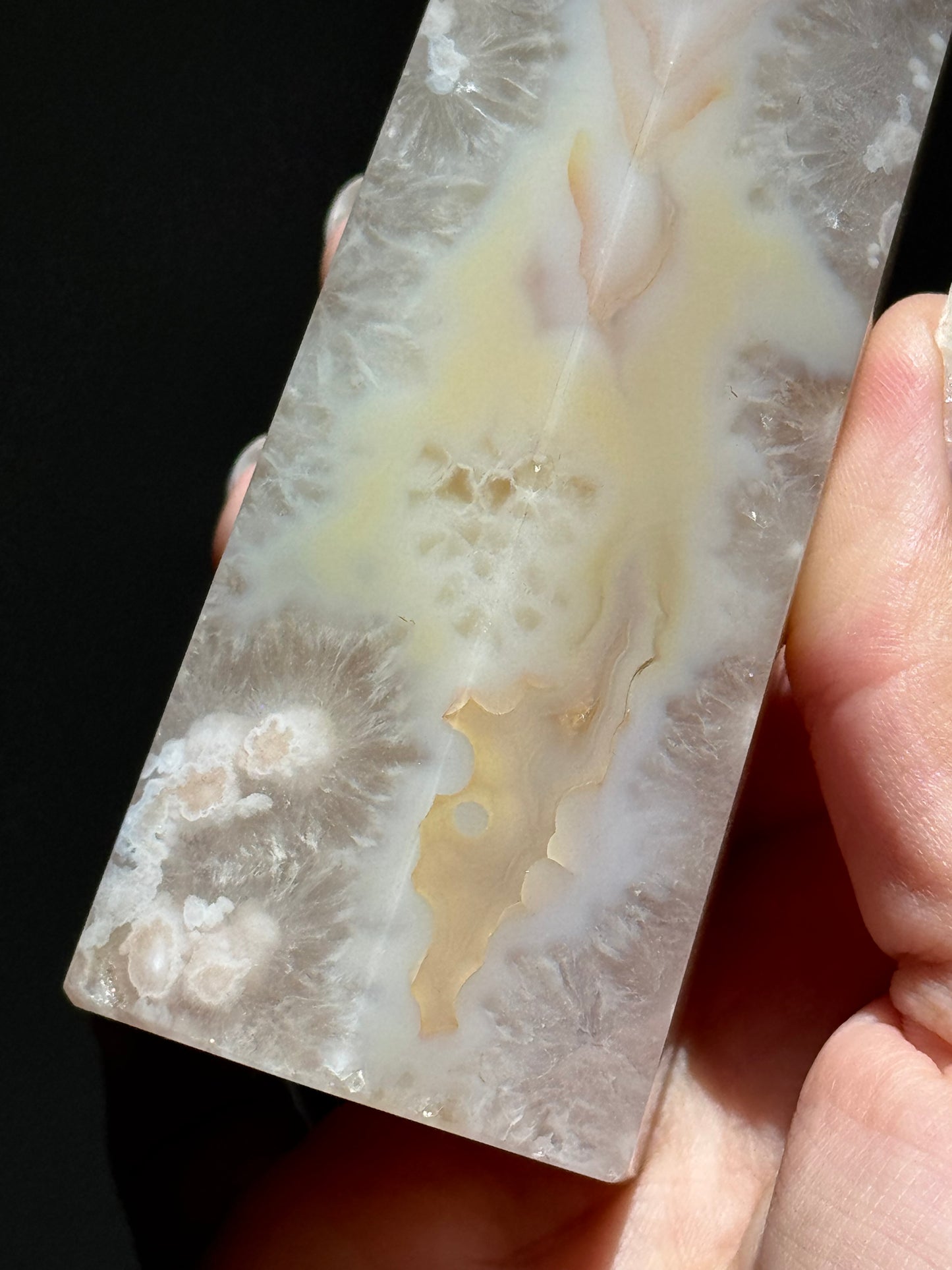 Peachy Flower Agate Tower