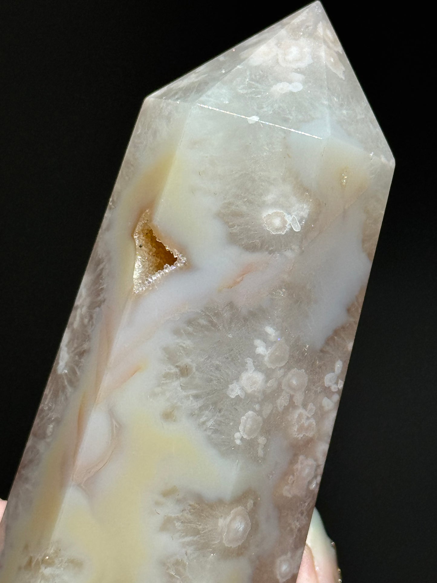 Peachy Flower Agate Tower