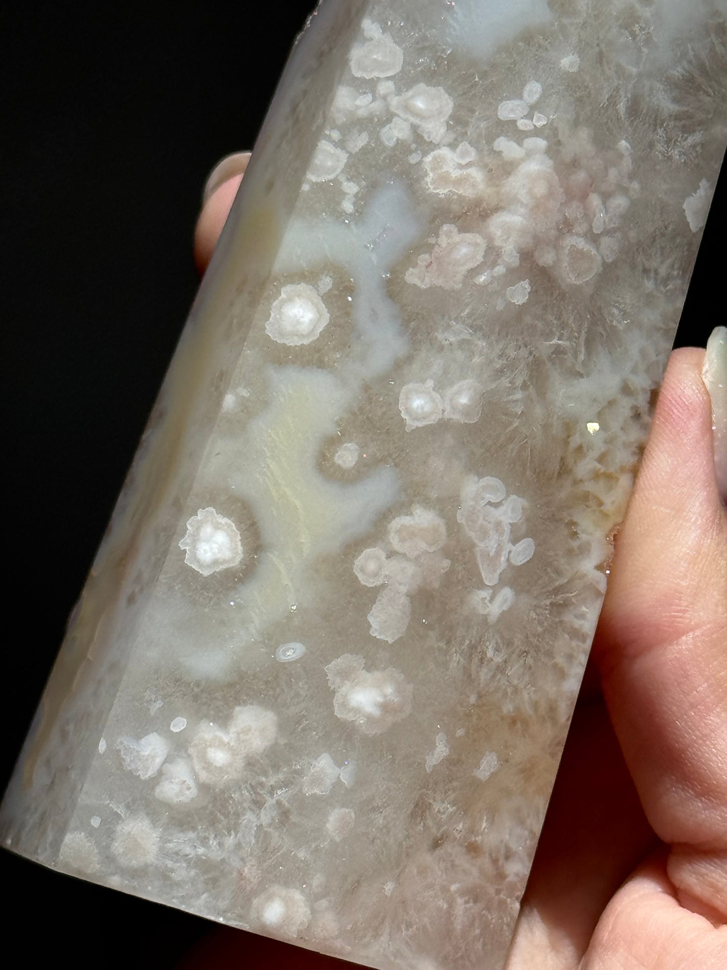 Peachy Flower Agate Tower