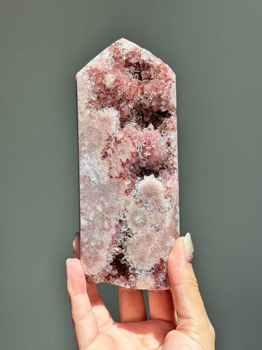 Red Amethyst Druzy Tower (Hematite Amethyst) – Exceptional Clarity