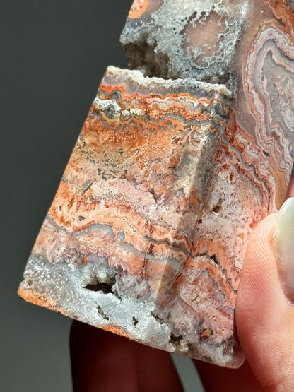 Pink Lace Agate Tower with Druzy