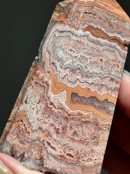 Pink Lace Agate Tower with Druzy