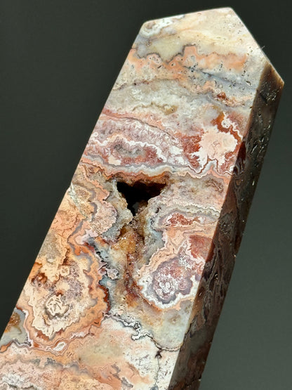 Druzy Pink Lace Agate Tower
