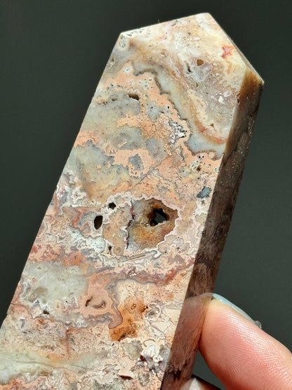 Druzy Pink Lace Agate Tower