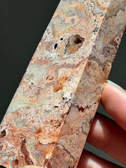 Druzy Pink Lace Agate Tower