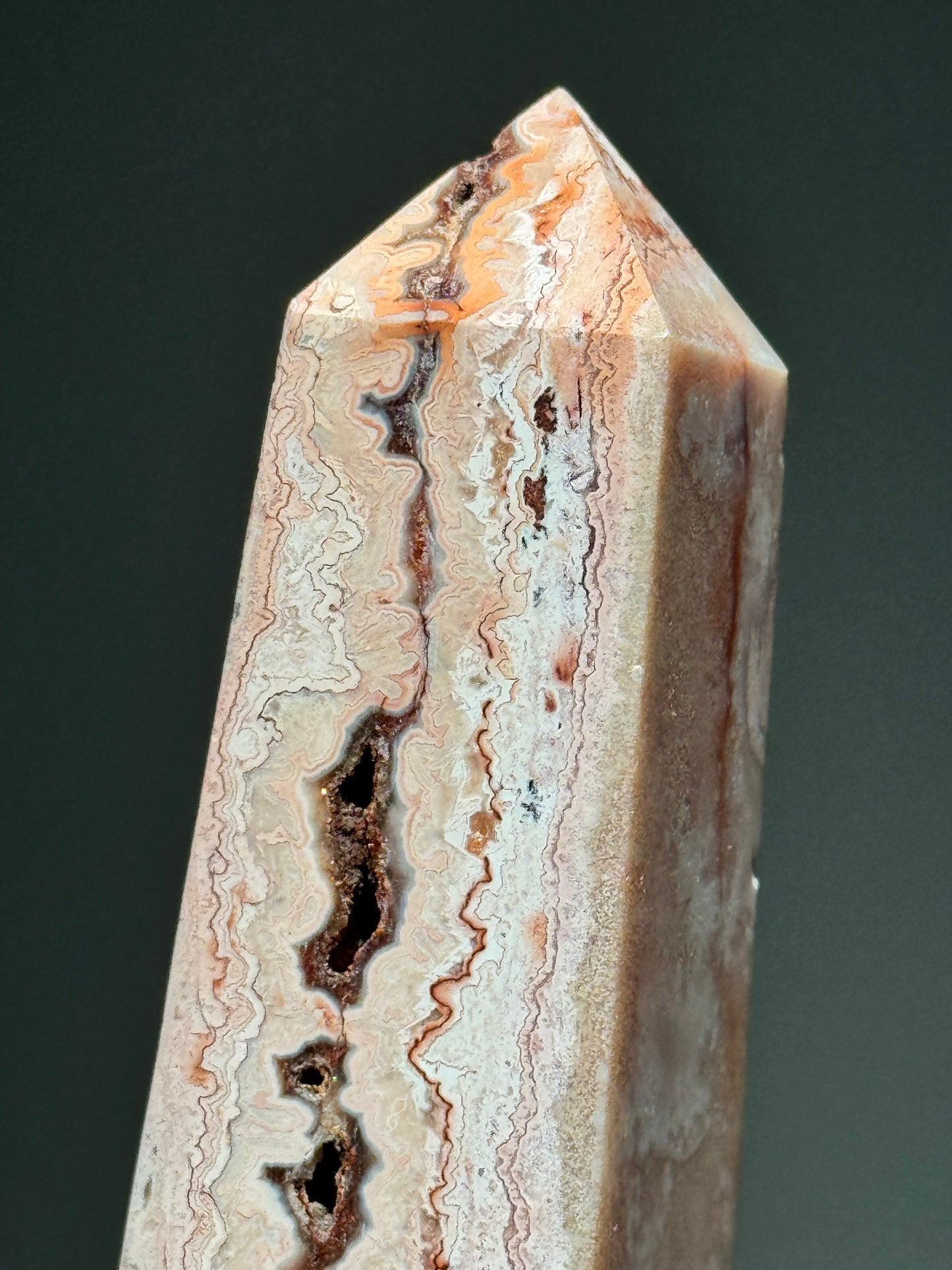 Druzy Pink Lace Agate Tower