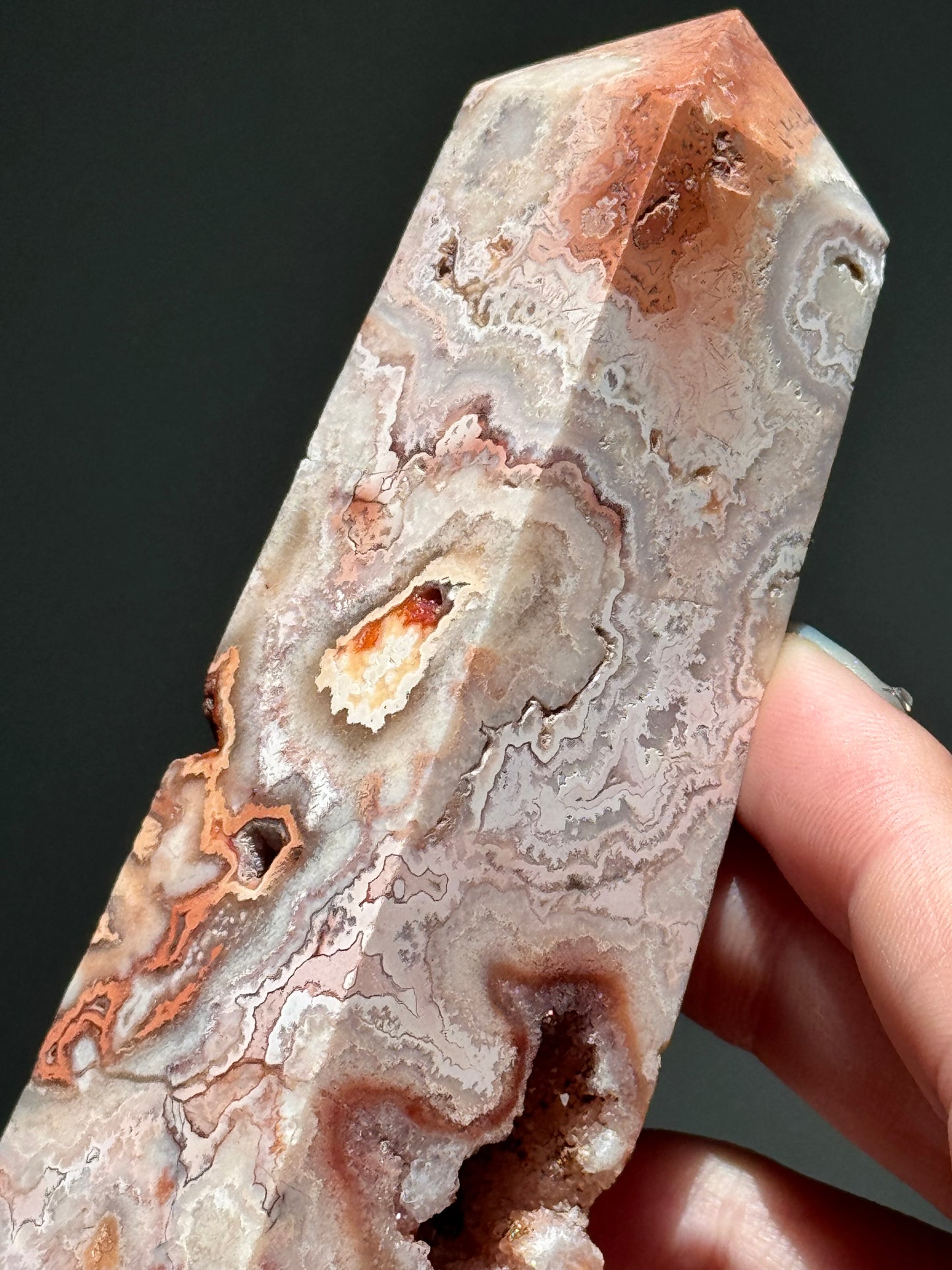 Sugar Druzy Pink Lace Agate Tower