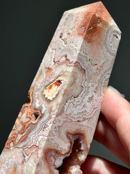 Sugar Druzy Pink Lace Agate Tower