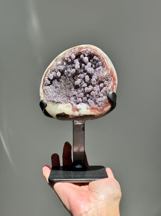 Red Druzy Amethyst Agate Freeform on Stand