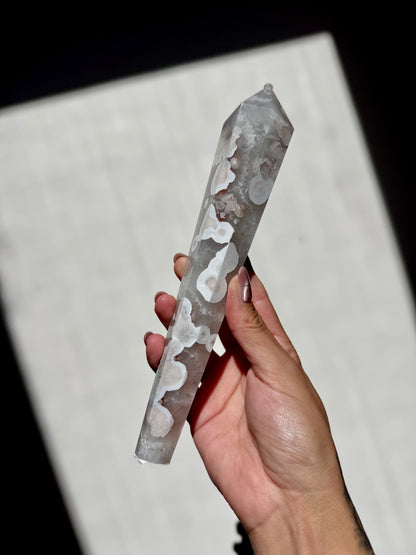 Green Flower Agate Scepter