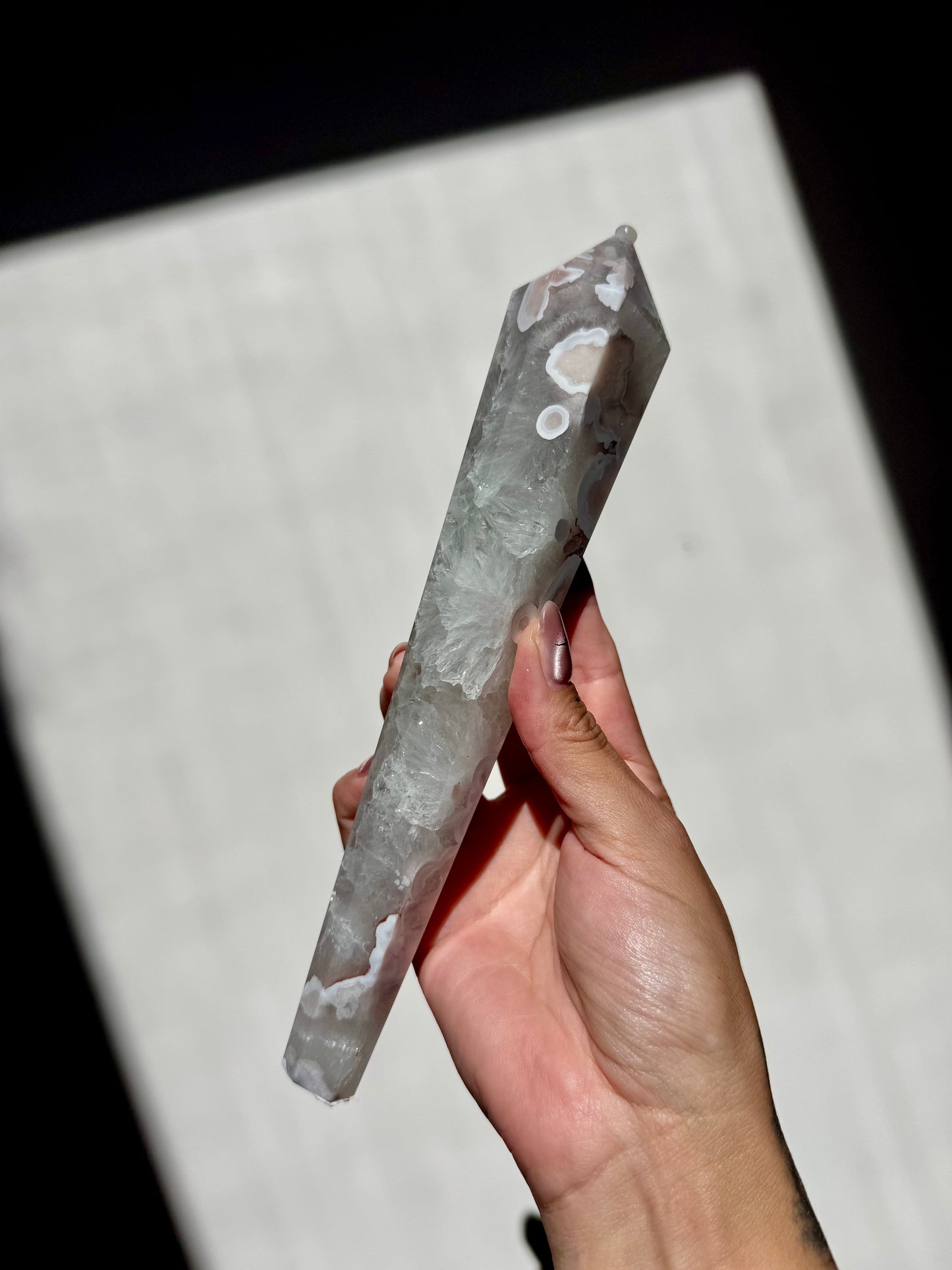 Green Flower Agate Scepter