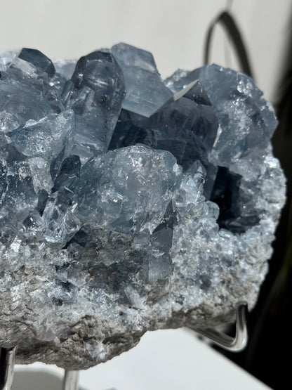 Celestite Cluster on Stand