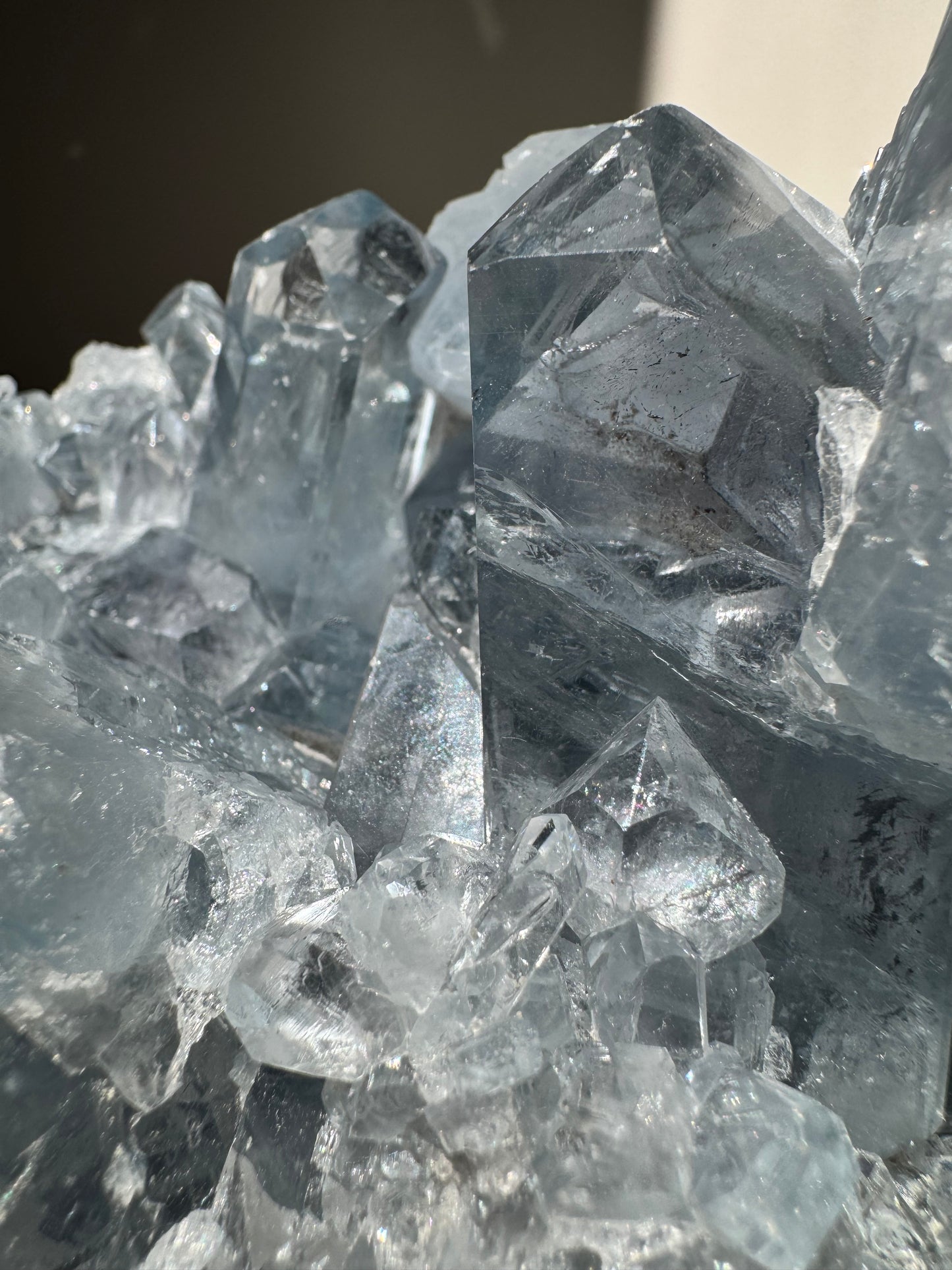 Celestite Cluster on Stand