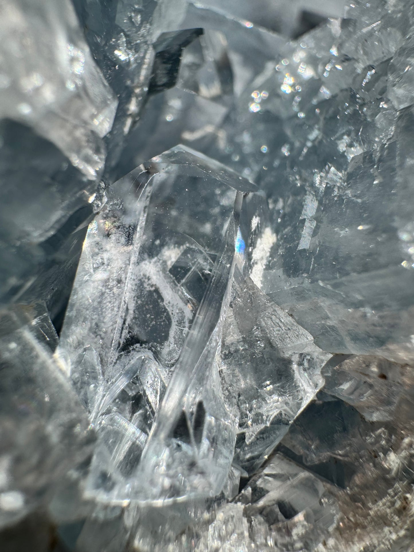 Celestite Cluster on Stand