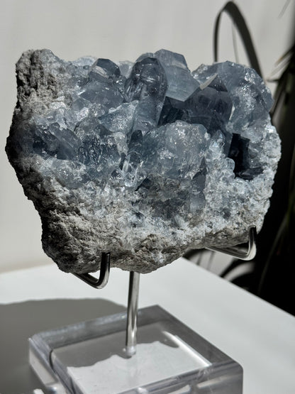Celestite Cluster on Stand