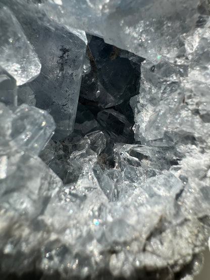 Celestite Cluster on Stand