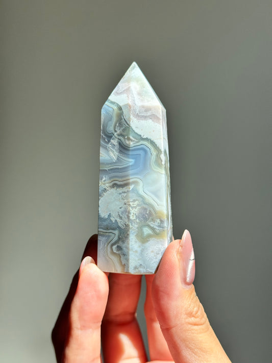 Green Flower Agate Tower