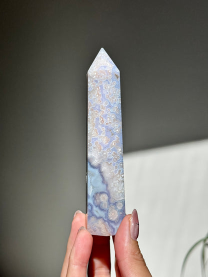 Blue Flower Agate Tower