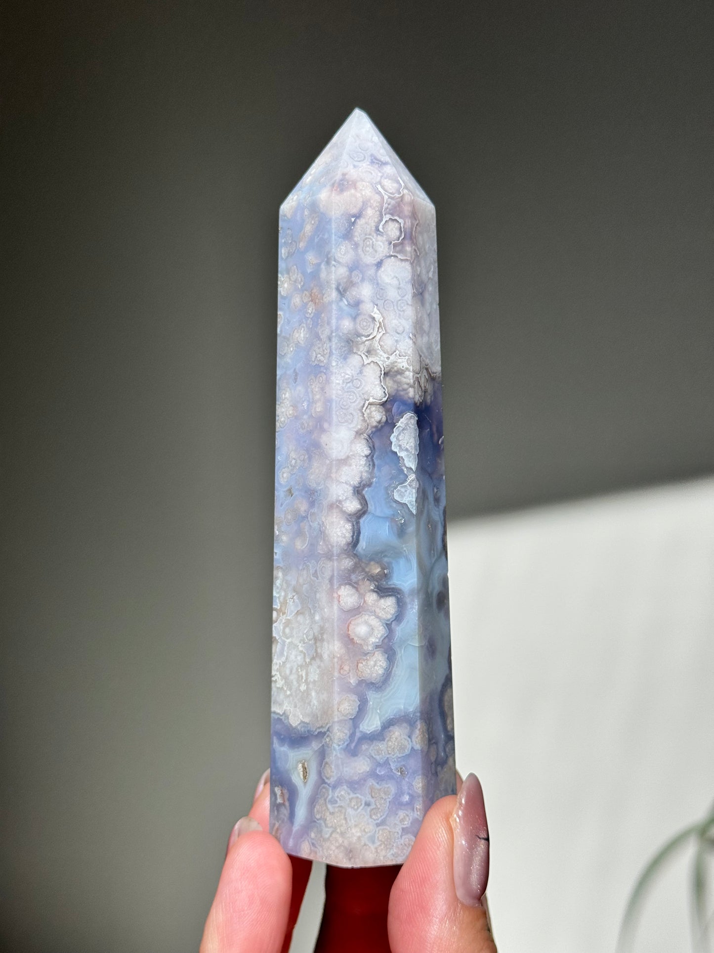 Blue Flower Agate Tower