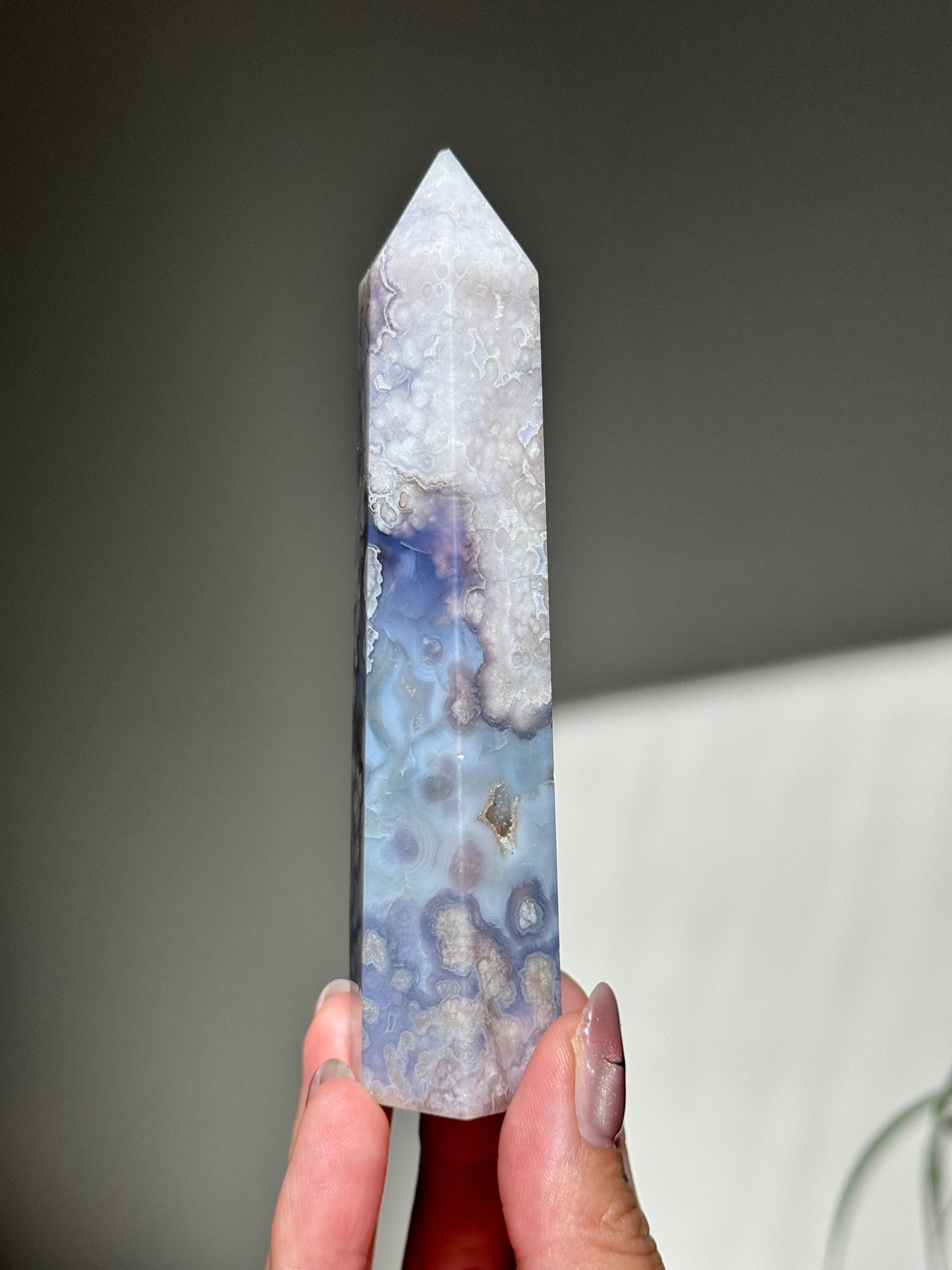 Blue Flower Agate Tower
