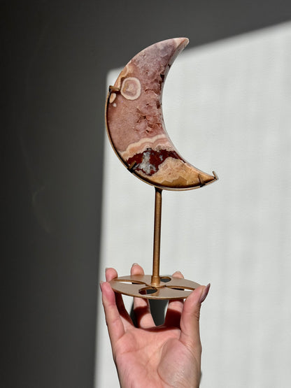 Pink Amethyst Moon on Stand